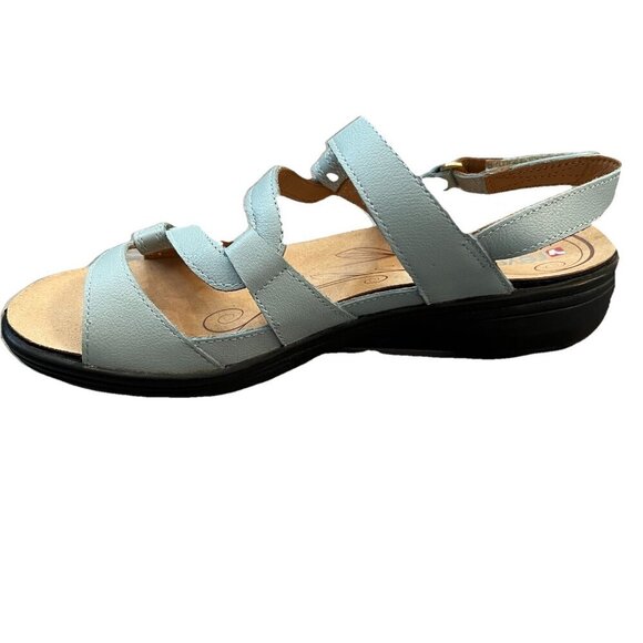 Revere Women’s Emerald 3 Strap Leather Sandals Miami Seafoam French Size 8 Wide - Picture 3 of 9